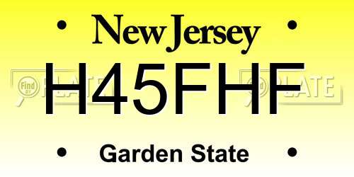 H45FHF New Jersey License Plate
