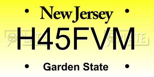H45FVM New Jersey License Plate