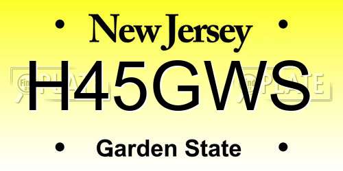 H45GWS New Jersey License Plate