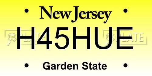 H45HUE New Jersey License Plate