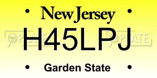 H45LPJ New Jersey License Plate