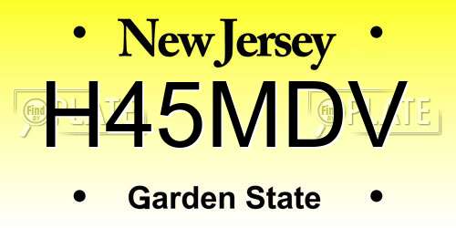 H45MDV New Jersey License Plate