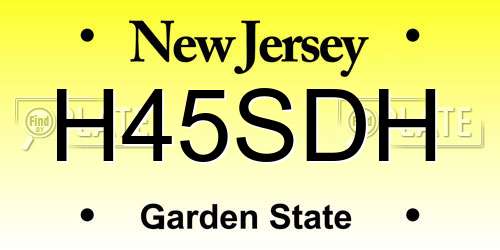 H45SDH New Jersey License Plate