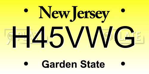 H45VWG New Jersey License Plate