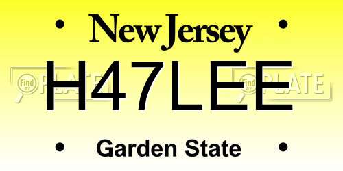 H47LEE New Jersey License Plate