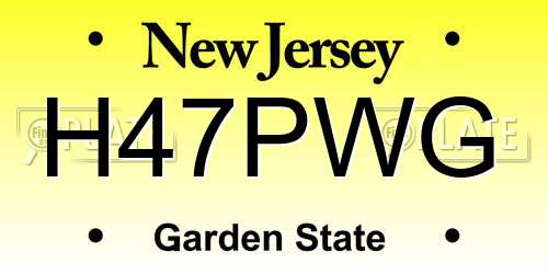 H47PWG New Jersey License Plate