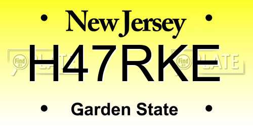 H47RKE New Jersey License Plate