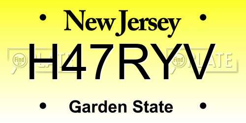 H47RYV New Jersey License Plate