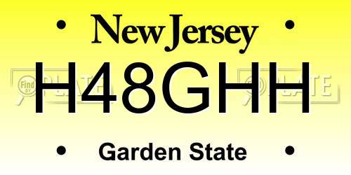 H48GHH New Jersey License Plate