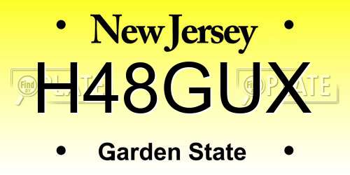 H48GUX New Jersey License Plate
