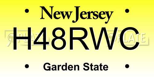 H48RWC New Jersey License Plate