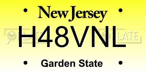 H48VNL New Jersey License Plate