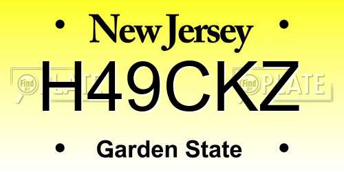 H49CKZ New Jersey License Plate