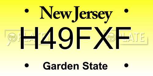 H49FXF New Jersey License Plate