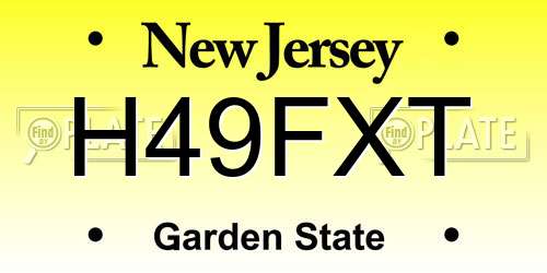 H49FXT New Jersey License Plate