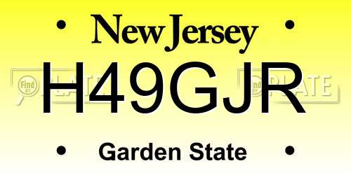 H49GJR New Jersey License Plate