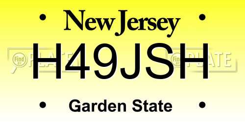 H49JSH New Jersey License Plate