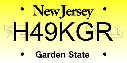 H49KGR New Jersey License Plate