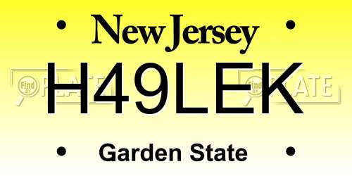 H49LEK New Jersey License Plate