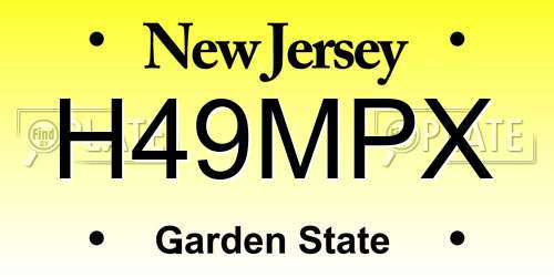 H49MPX New Jersey License Plate