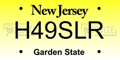 H49SLR New Jersey License Plate