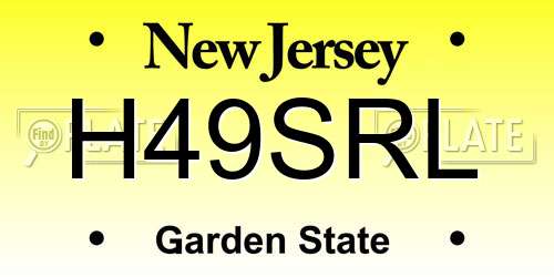 H49SRL New Jersey License Plate