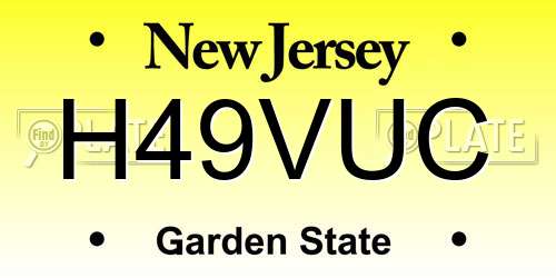 H49VUC New Jersey License Plate