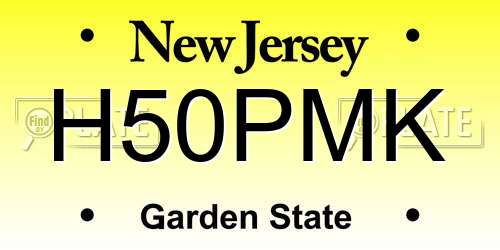 H50PMK New Jersey License Plate