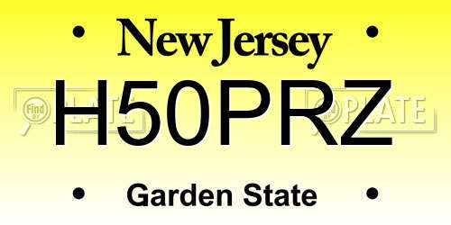 H50PRZ New Jersey License Plate