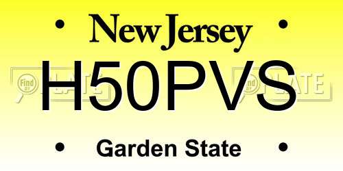 H50PVS New Jersey License Plate