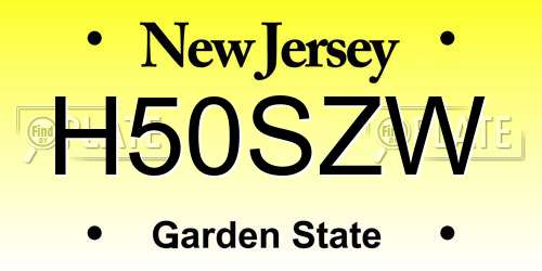 H50SZW New Jersey License Plate