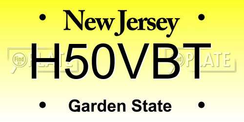 H50VBT New Jersey License Plate