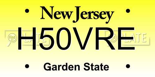 H50VRE New Jersey License Plate