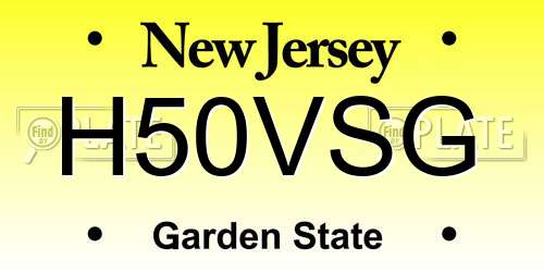 H50VSG New Jersey License Plate