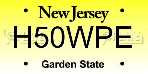 H50WPE New Jersey License Plate