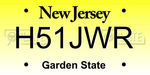 H51JWR New Jersey License Plate
