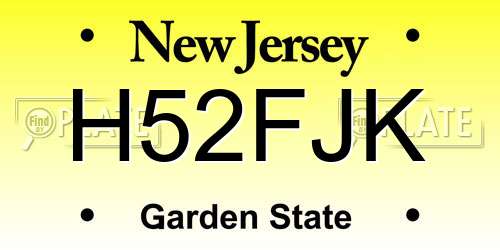 H52FJK New Jersey License Plate