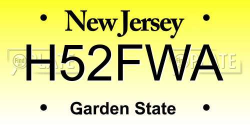 H52FWA New Jersey License Plate