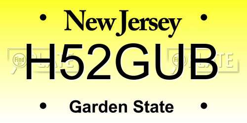 H52GUB New Jersey License Plate