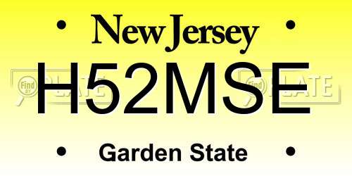 H52MSE New Jersey License Plate