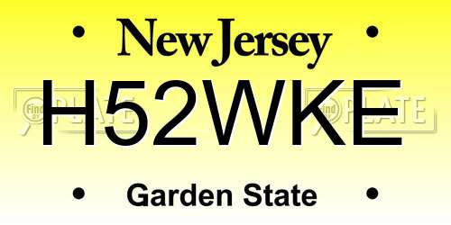 H52WKE New Jersey License Plate