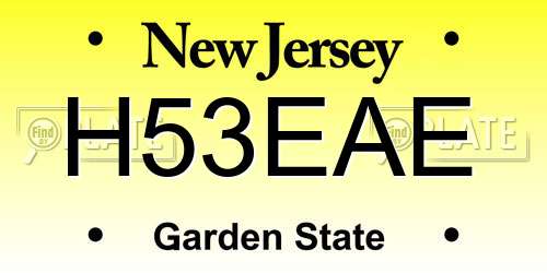 H53EAE New Jersey License Plate