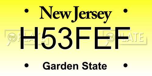 H53FEF New Jersey License Plate
