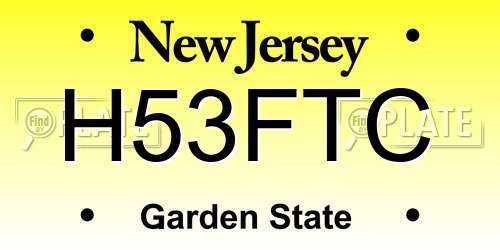 H53FTC New Jersey License Plate