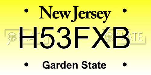 H53FXB New Jersey License Plate
