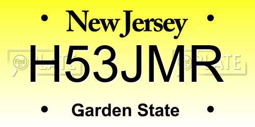 H53JMR New Jersey License Plate