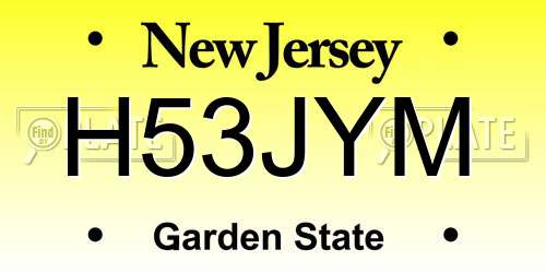 H53JYM New Jersey License Plate