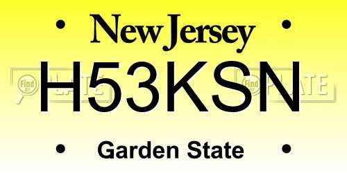H53KSN New Jersey License Plate