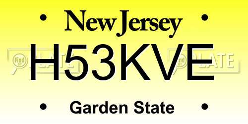 H53KVE New Jersey License Plate