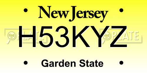 H53KYZ New Jersey License Plate